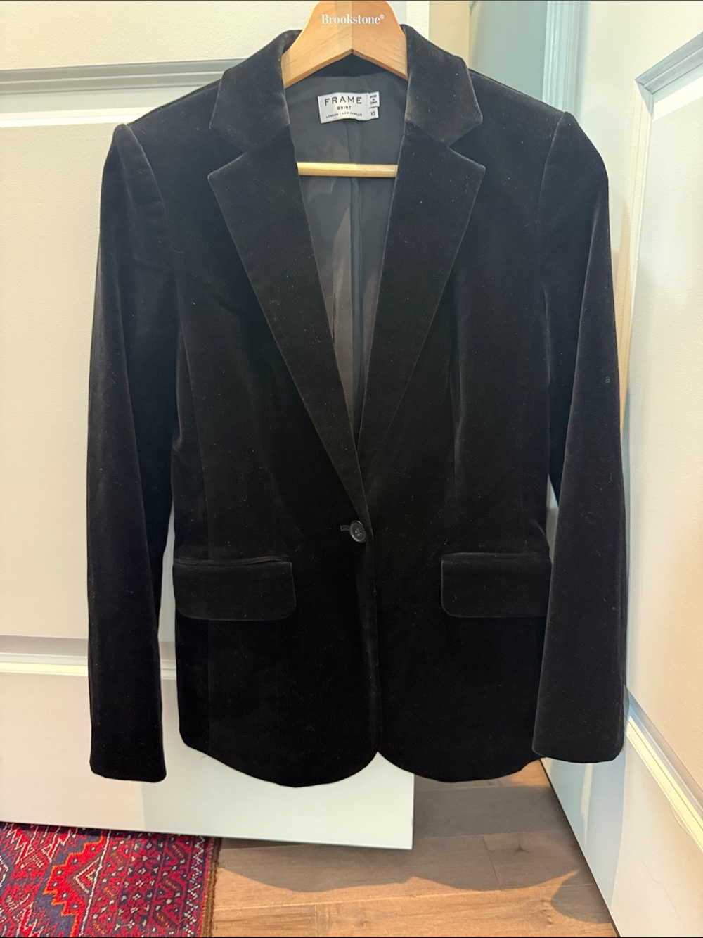 Frame Denim Black Velvet Single-Button Blazer